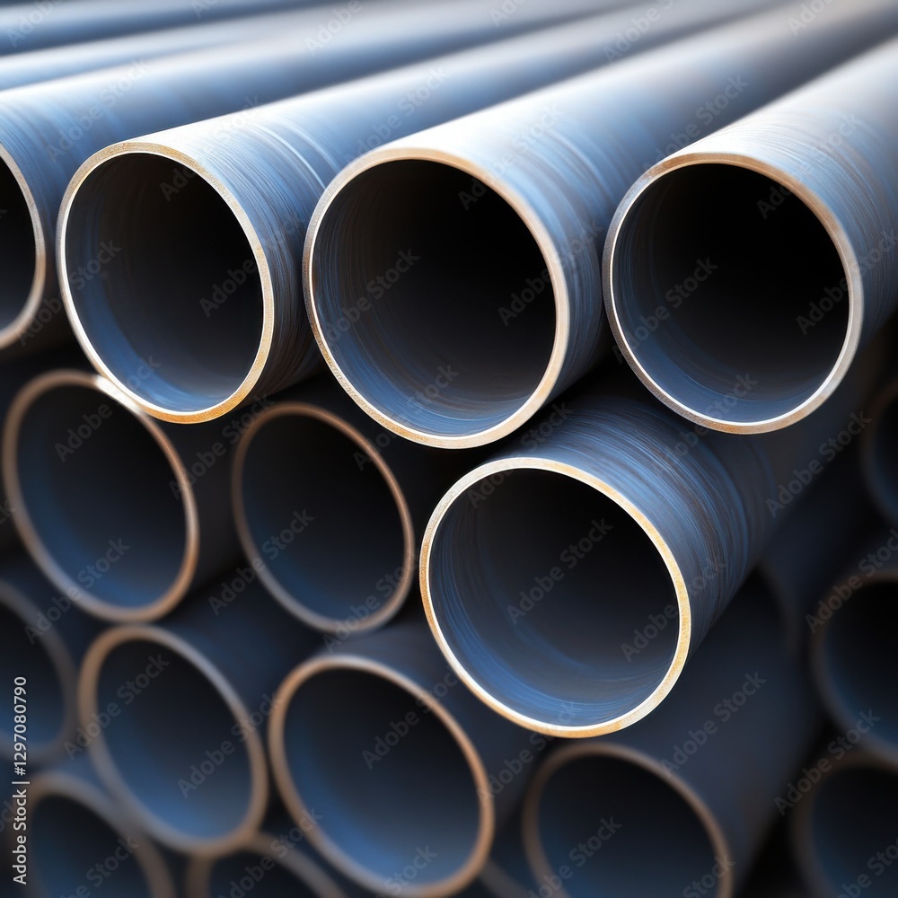 Stacked industrial pipes with smooth surfaces, showcasing a modern engineering design. Stacked industrial pipes with smooth surfaces, showcasing a modern engineering design.