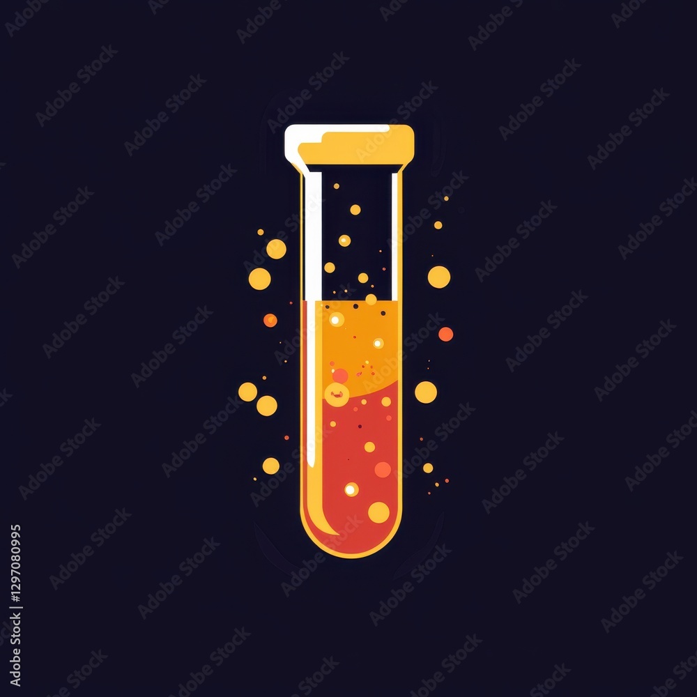 A vibrant test tube filled with a bubbling orange liquid, symbolizing scientific discovery and innovation. A vibrant test tube filled with a bubbling orange liquid, symbolizing scientific discovery and innovation.