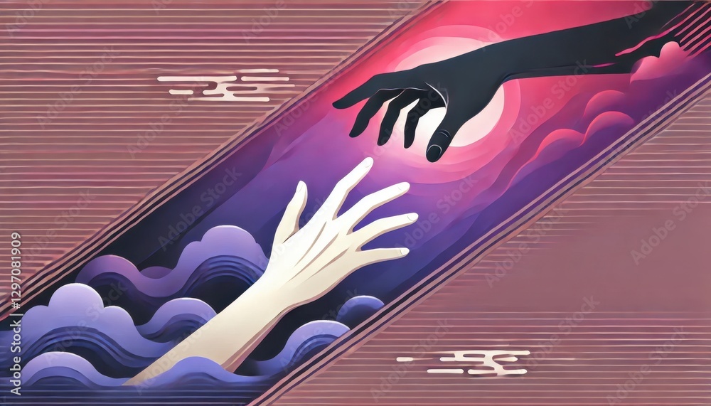 Conceptual illustration on gender violence, resilience and hope. AI generated.