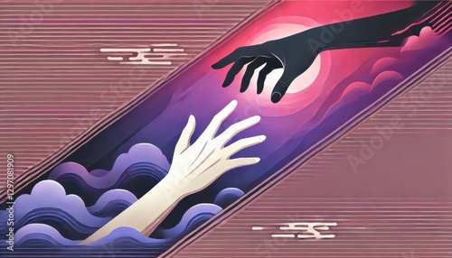 Conceptual illustration on gender violence, resilience and hope. AI generated.