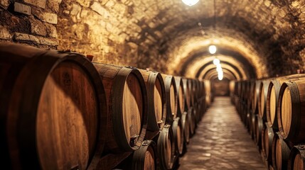 Papier peint photo  Exploring the rich world of wine  a journey through the vintage cellar experience  © Vadim