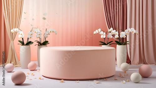 pink cake with decorated table