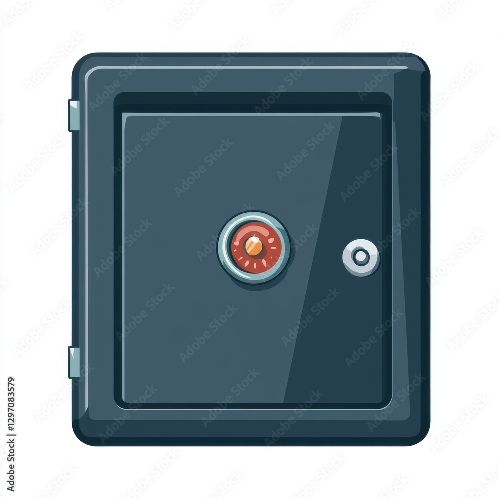 Closed safe with a combination lock, designed in a modern, sleek style. Closed safe with a combination lock, designed in a modern, sleek style.