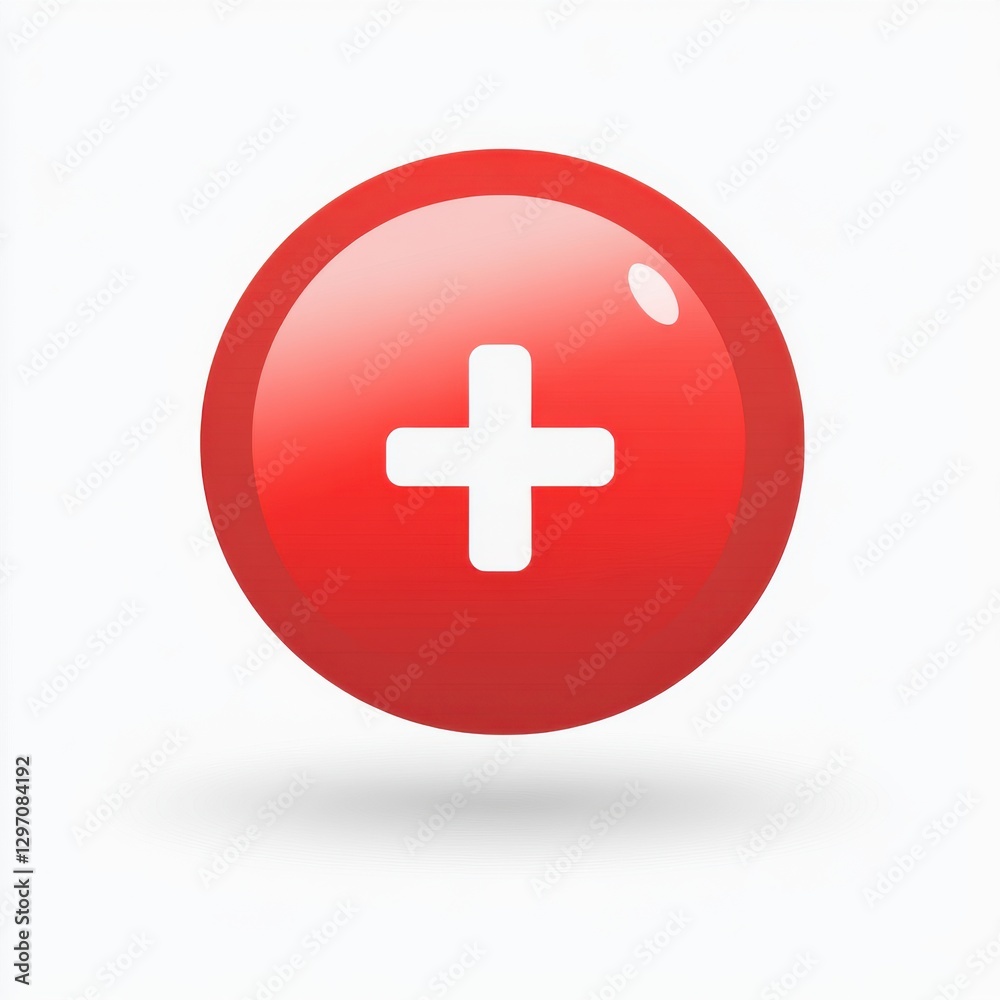 A glossy red round icon featuring a white plus sign, symbolizing addition or positive action. A glossy red round icon featuring a white plus sign, symbolizing addition or positive action.