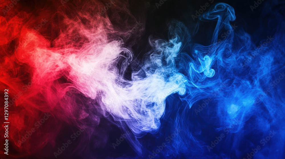 Obraz premium Abstract Red, White, and Blue Smoke Swirling in a Vivid and Artistic Motion