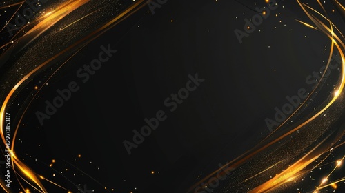 Black Background with Gold Lines and Glitter