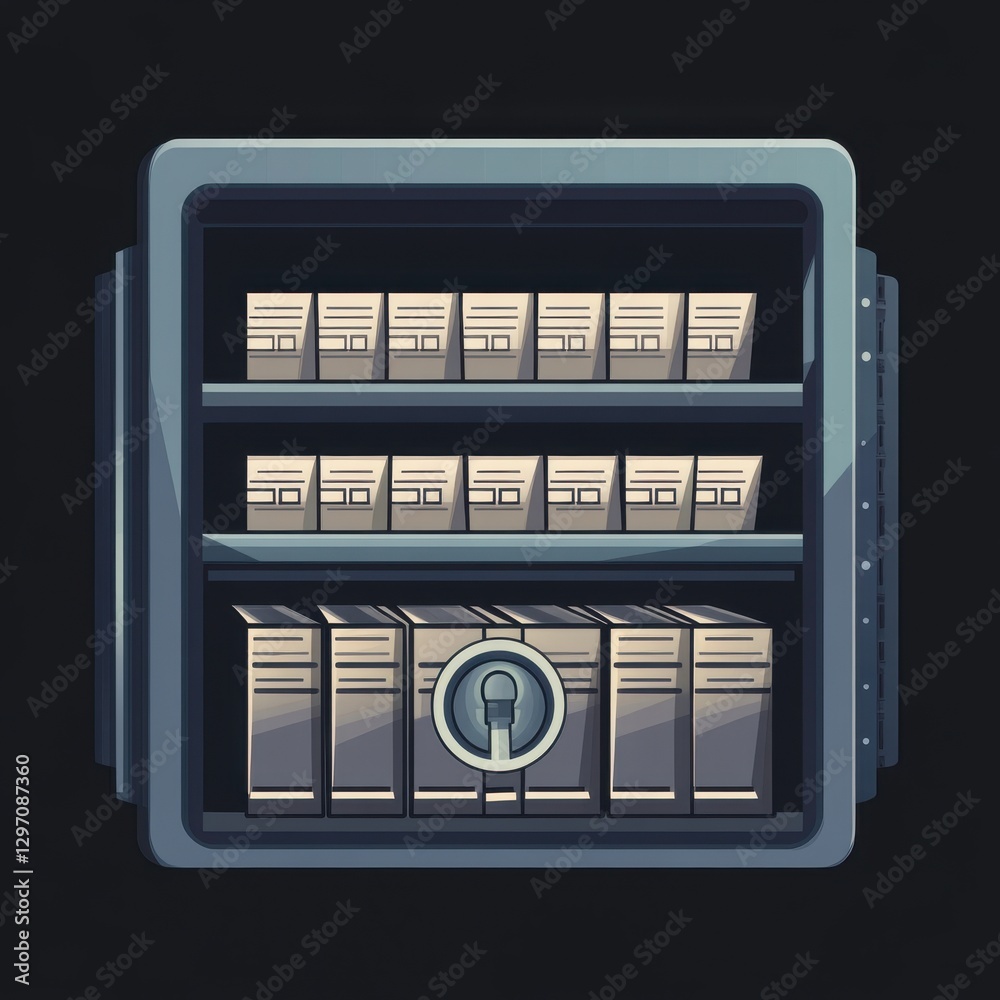 A secure vault filled with neatly organized files and documents, symbolizing confidentiality and safety. A secure vault filled with neatly organized files and documents, symbolizing confidentiality and safety.
