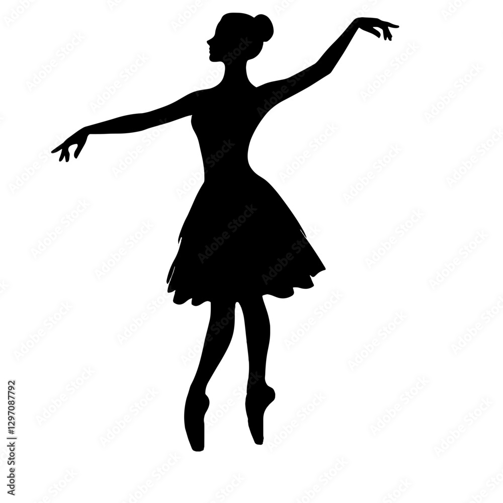 Ballet dancer silhouette in graceful pose - elegant black and white vector illustration for dance studios, performing arts websites, ballet schools and cultural event promotions Ballet dancer silhouette in graceful pose - elegant black and white vector illustration for dance studios, performing arts websites, ballet schools and cultural event promotions