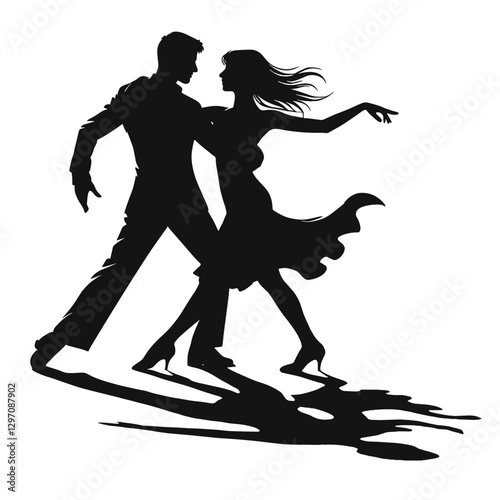 Dancing couple silhouette for dance studio websites, event promotions, entertainment blogs, and relationship counseling materials