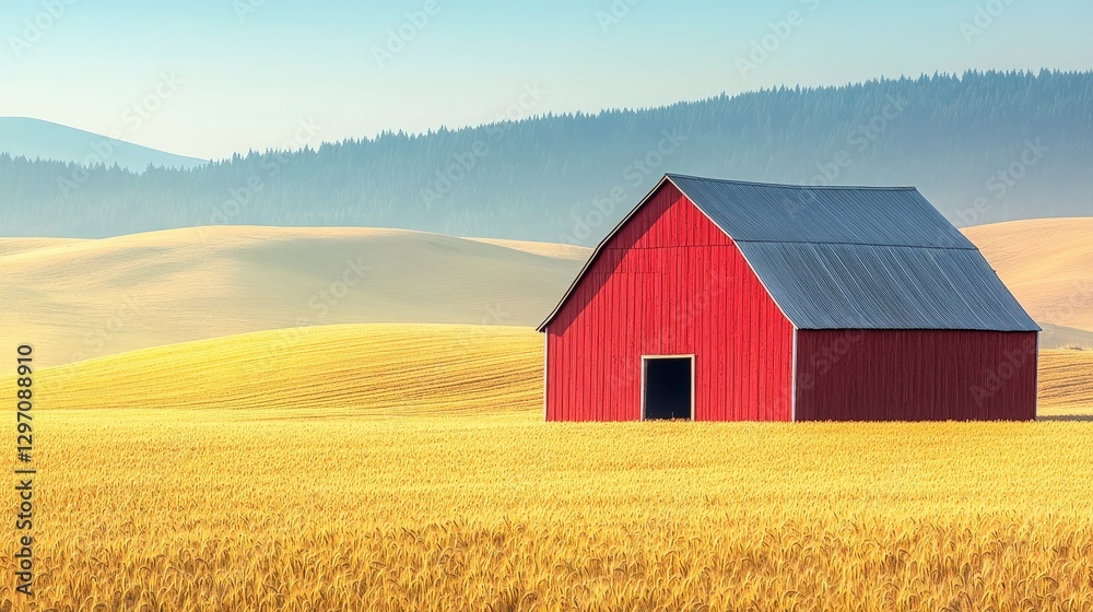 Golden Wheat Field Under Blue Sky with Rolling Clouds and Shadows Golden Wheat Field Under Blue Sky with Rolling Clouds and Shadows