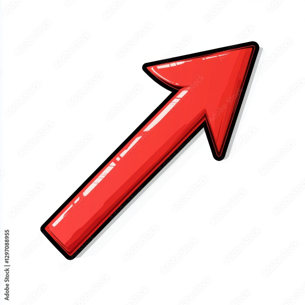 Bold red arrow pointing upwards against a clean white background. Bold red arrow pointing upwards against a clean white background.