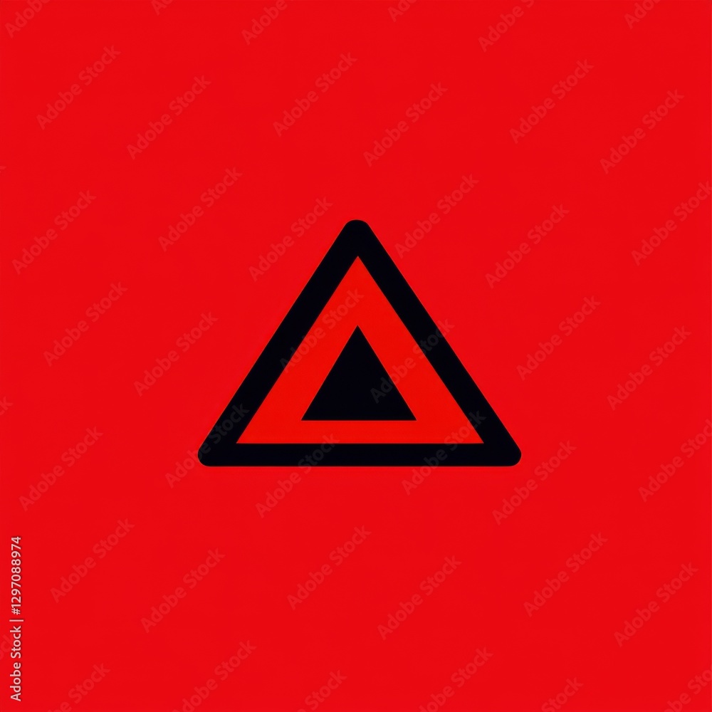 A bold red background featuring a striking black and red warning triangle symbol. A bold red background featuring a striking black and red warning triangle symbol.