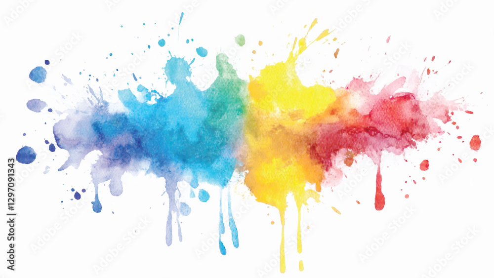Fototapeta premium Hand drawn abstract soft pastel watercolor background. Smooth color watercolour painting soft textured on wet white paper background. Soft rainbow color background material. 