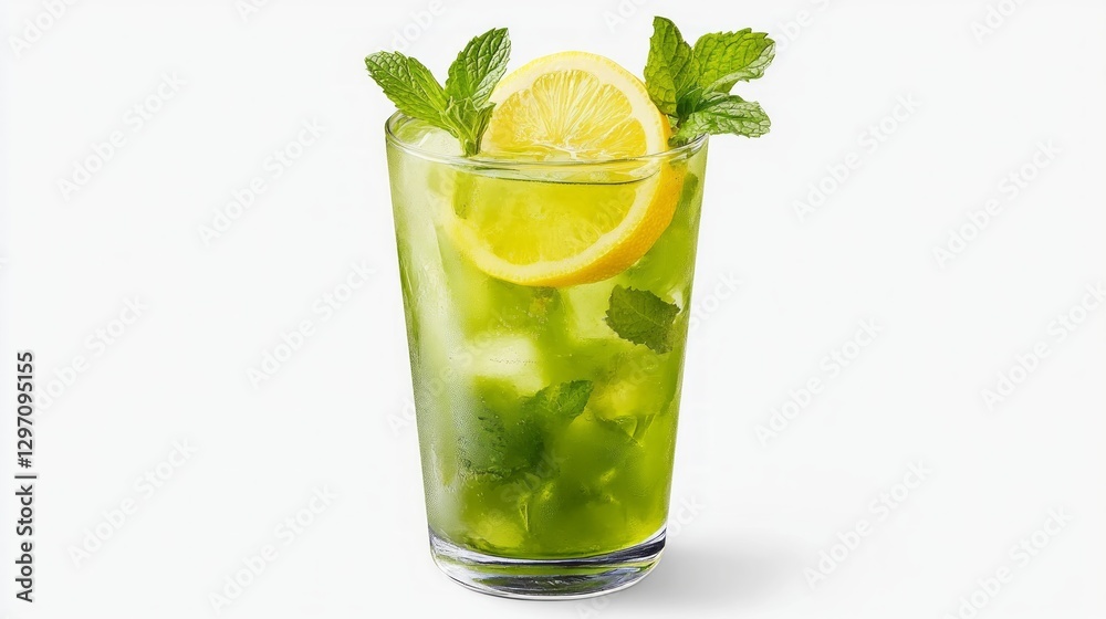 Refreshing Mint Lemonade in a Tall Glass with Fresh Mint Leaves Refreshing Mint Lemonade in a Tall Glass with Fresh Mint Leaves