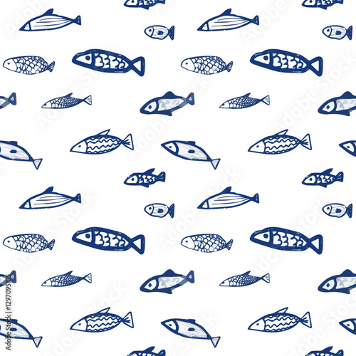vector seamless pattern with fishes