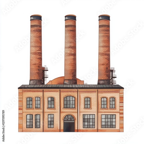 Wallpaper Mural Industrial building with three prominent smokestacks against a white background. Torontodigital.ca