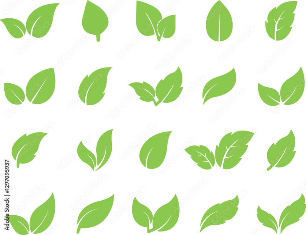 Naklejka premium leaf, branch set icon Eco friendly ecology icons. Environmental Leaves, natural,