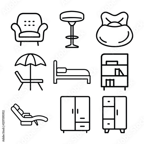 set of furniture icons