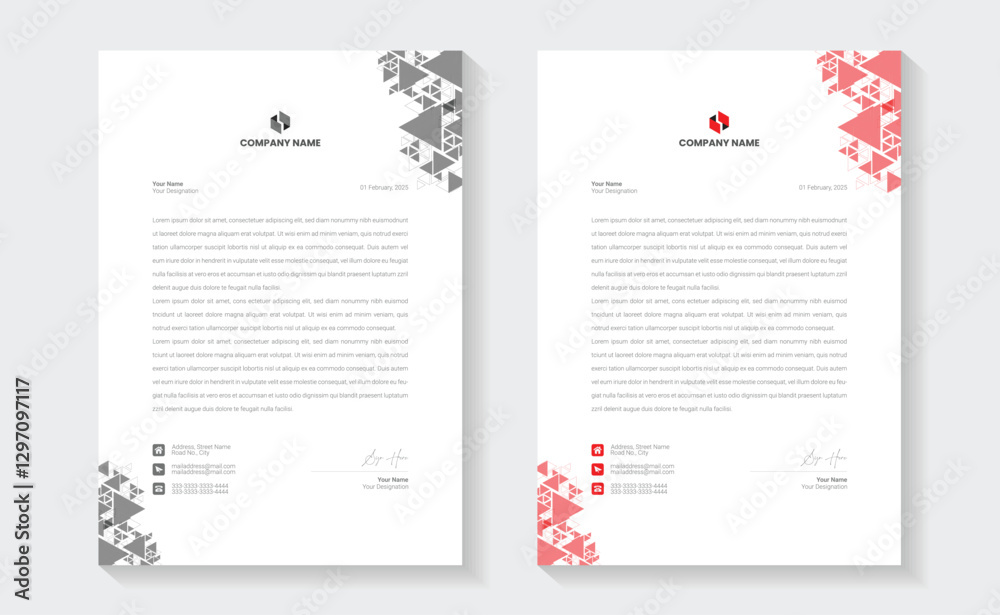 Fototapeta premium Professional business stationery design.Modern Creative & Clean business style letterhead bundle of your corporate project design. Set to print. modern business letterhead in abstract design.