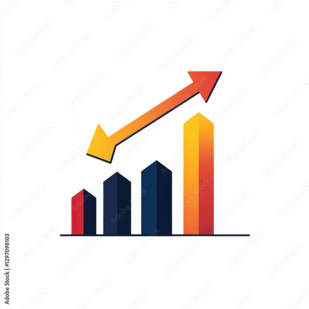 A dynamic graph with orange and yellow upward arrows, symbolizing growth and success in business. A dynamic graph with orange and yellow upward arrows, symbolizing growth and success in business.