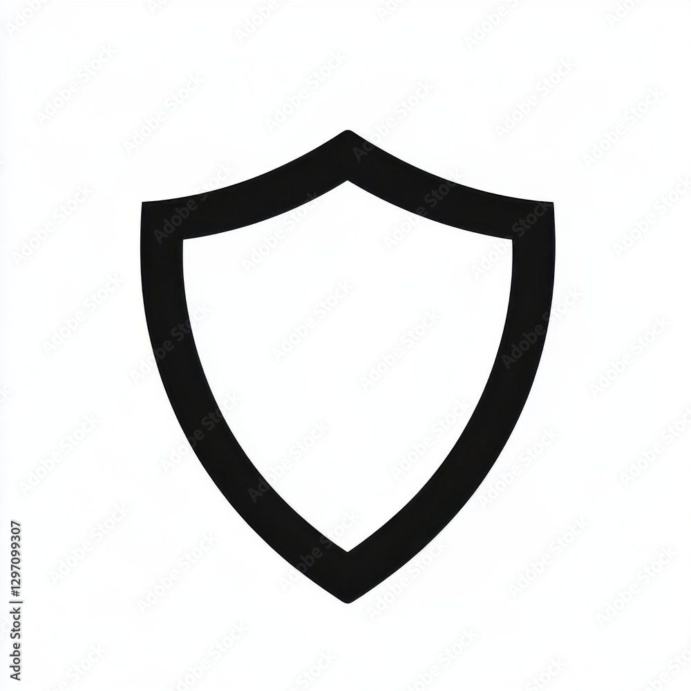 Bold black shield icon symbolizing protection and security. Bold black shield icon symbolizing protection and security.