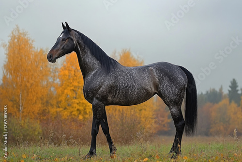 A Gotland horse in a field,...