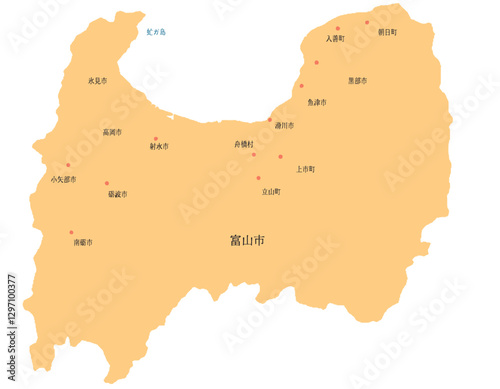 富山県　地図　黄色　斑点　イラスト