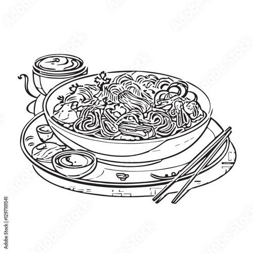 food, chinese, asian, background, restaurant, cooking, meal, design, cuisine, delicious, gourmet, dinner, dish, asia, plate, tasty, noodle, yellow, lunch, thai, traditional, vegetable, vector, table, 