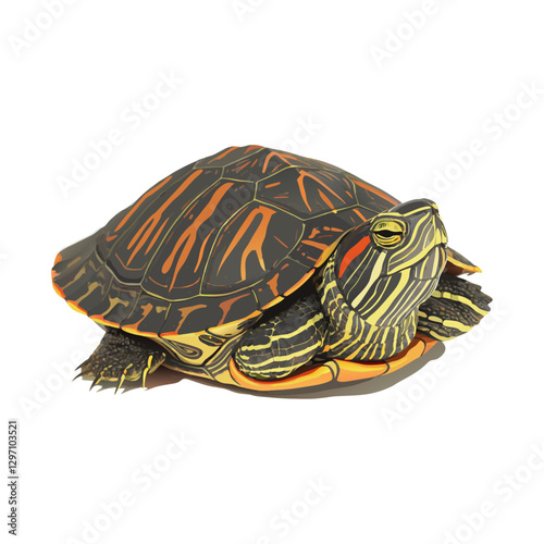 Tortoise coming out of his shell vector  illustration
