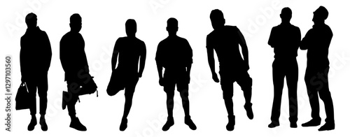 Man Standing Relaxed Silhouette Vector Set