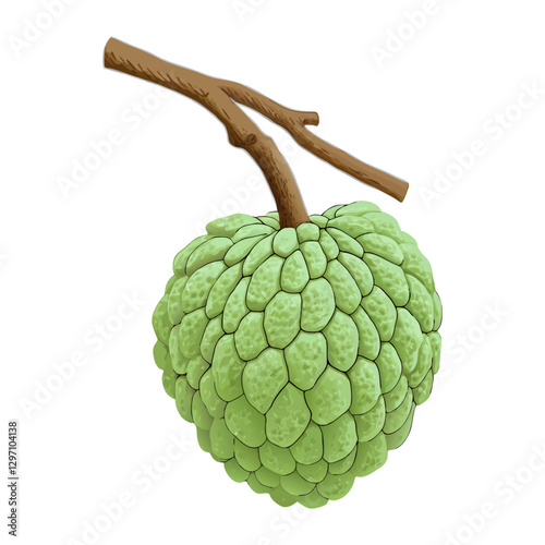 Custard apple or Sugar apple isolated  white background vector  illustration