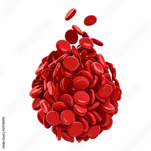 Drop of Red Blood Cells Isolated  white Background 3D Illustration vector