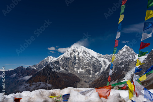 Langtang Lirung Mountain seen from Tserko Ri Peak in Kyanjin Gompa Himalayas of Nepal Trekking photo