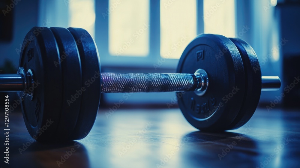 A pair of dumbbells sitting on a flat surface, ideal for gym or fitness related projects A pair of dumbbells sitting on a flat surface, ideal for gym or fitness related projects