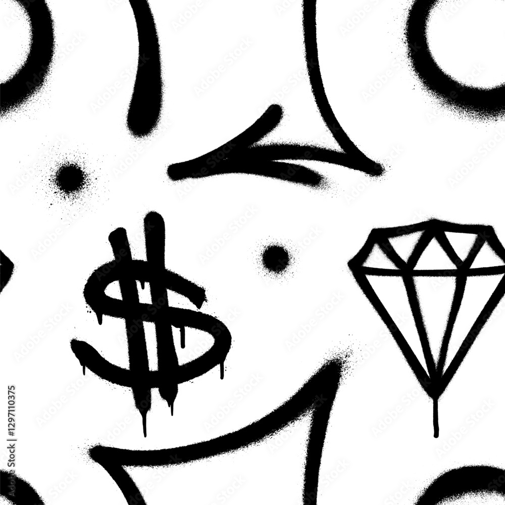 Graffiti spray paint seamless pattern. Vector illustration. Graffiti spray paint seamless pattern. Vector illustration.