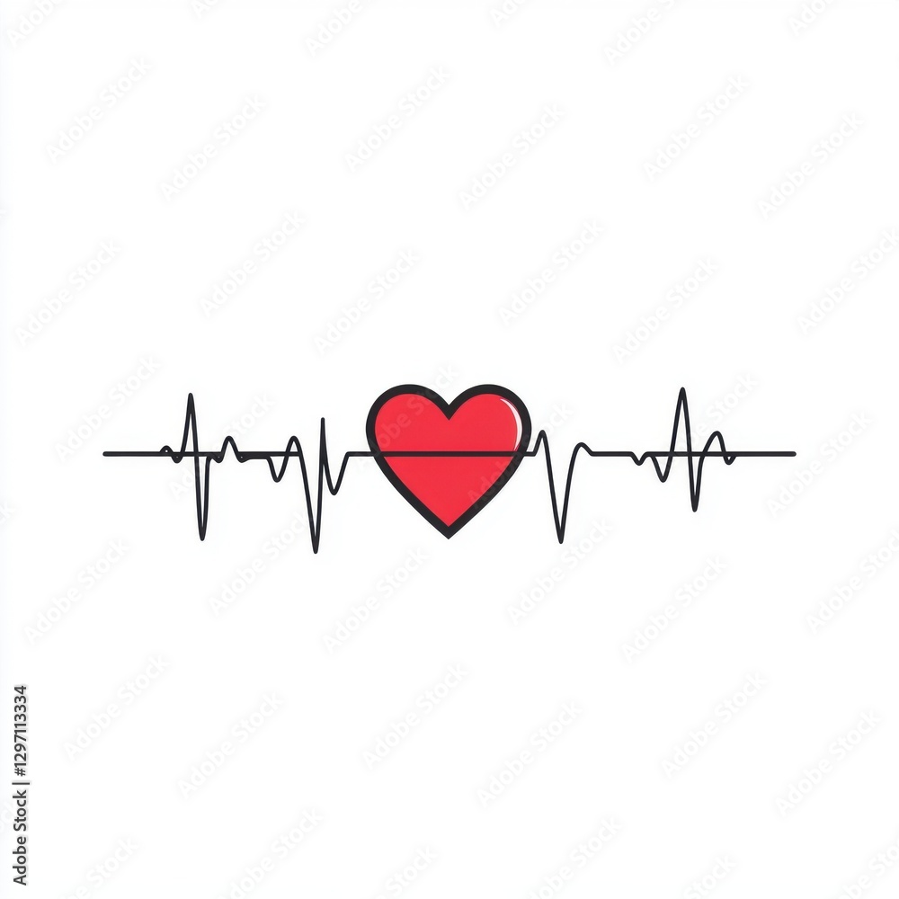 A red heart symbol integrated with an EKG line, representing love and health. A red heart symbol integrated with an EKG line, representing love and health.