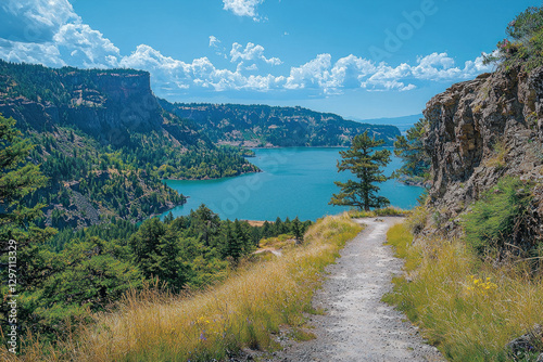 A scenic view of Devils Lak...