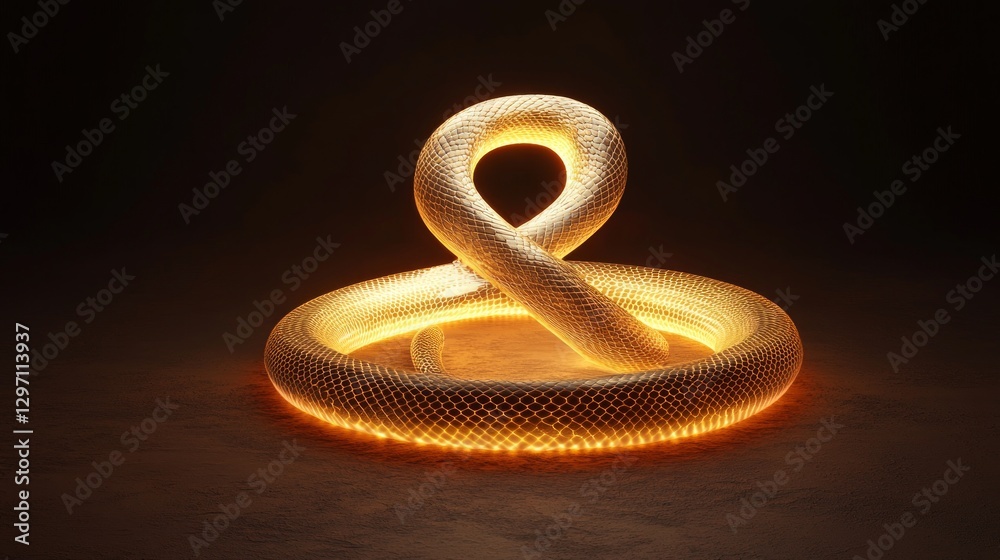 Obraz premium Golden Snake Sculpture in Artistic Display on Dark Background