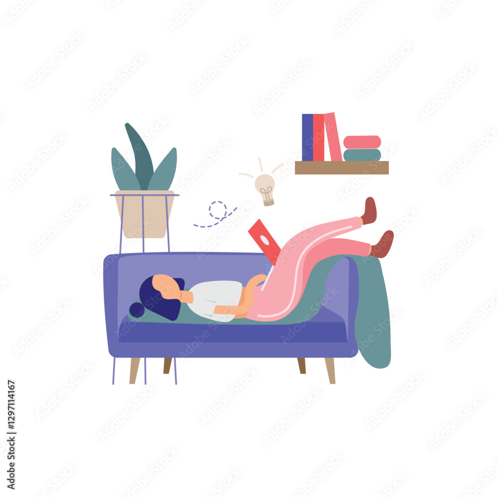 Fototapeta premium Relaxed Work From Home Vector Illustration