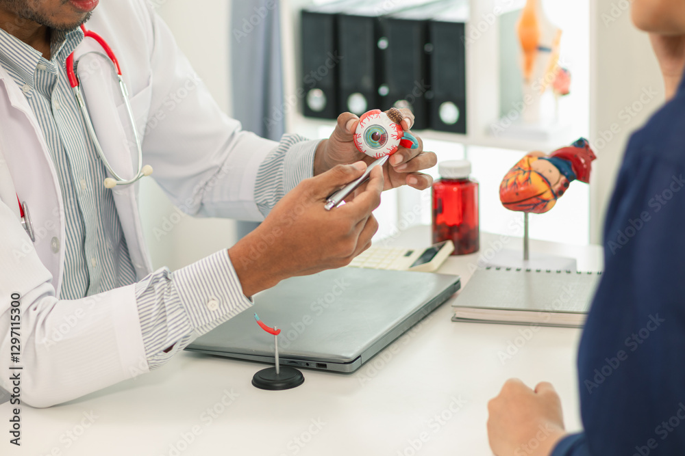 ophthalmologist is examining the patient's eye abnormalities to correct them so that they can see more clearly. ophthalmologist is examining the vision to recommend the appropriate eyeglasses. ophthalmologist is examining the patient's eye abnormalities to correct them so that they can see more clearly. ophthalmologist is examining the vision to recommend the appropriate eyeglasses.