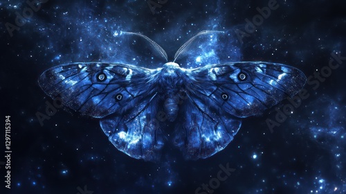 A Beautiful Winged Butterfly Shimmers Against A Starry Sky Background