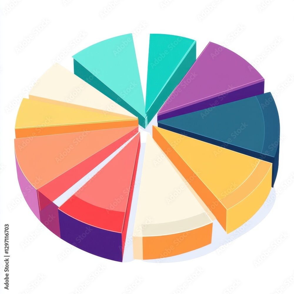 Obraz premium Colorful pie chart representing data visualization in a modern graphic style.