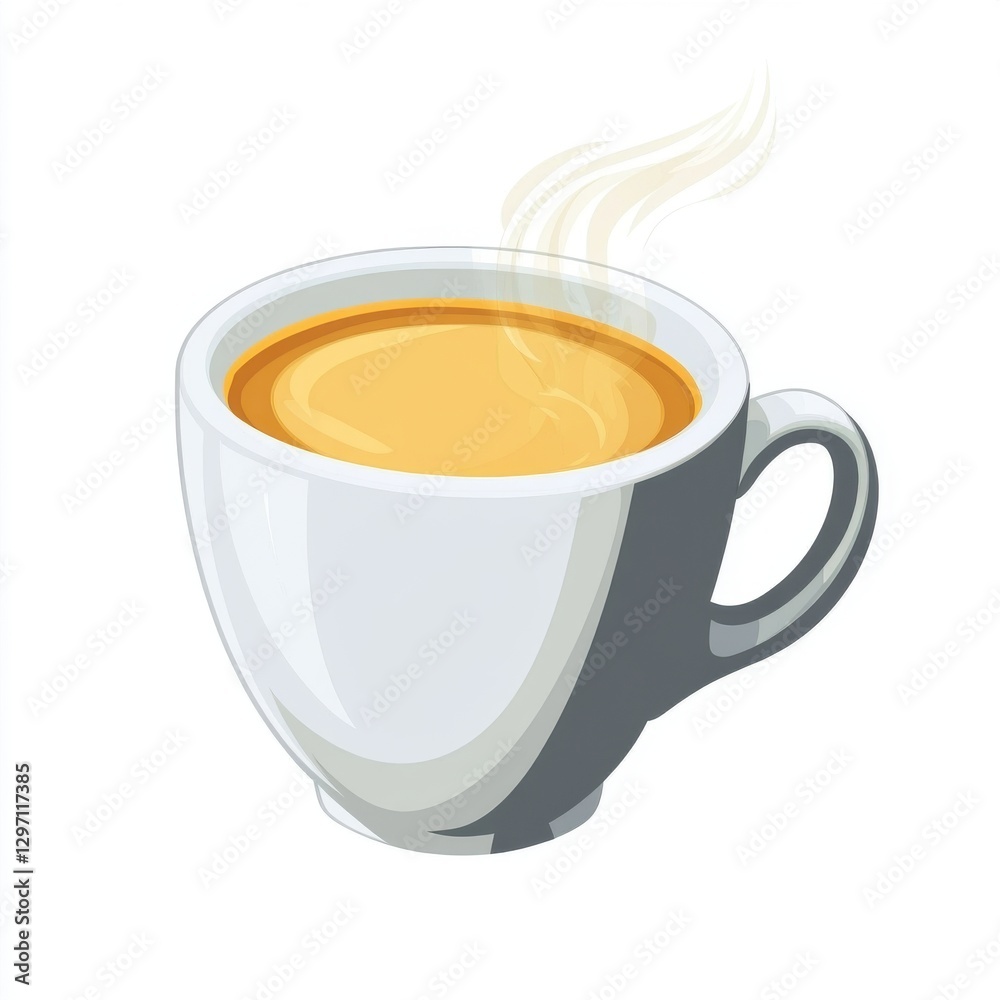 A steaming white cup of coffee with a warm amber hue, exuding comfort and relaxation. A steaming white cup of coffee with a warm amber hue, exuding comfort and relaxation.