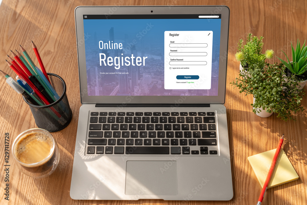 Fototapeta premium Online registration form for modish form filling on the internet website