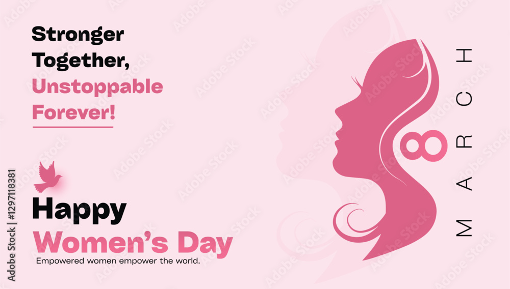 Happy Women Day Banner Pink Background 8th March Vector Illustration Happy Women Day Banner Pink Background 8th March Vector Illustration