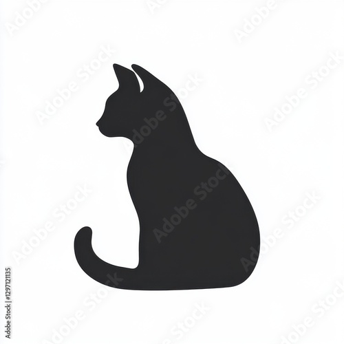 Wallpaper Mural Silhouette of a sitting black cat with elegant features and smooth curves. Torontodigital.ca