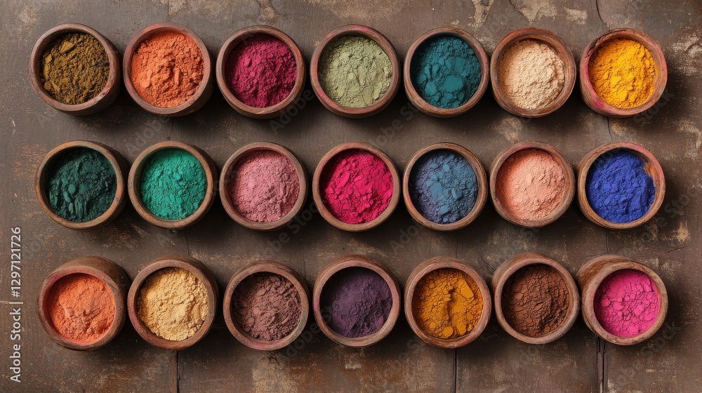 Vibrant Natural Pigments in Wooden Bowls Vibrant Natural Pigments in Wooden Bowls