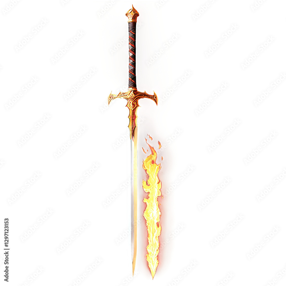 Obraz premium flaming sword isolated on transparent background