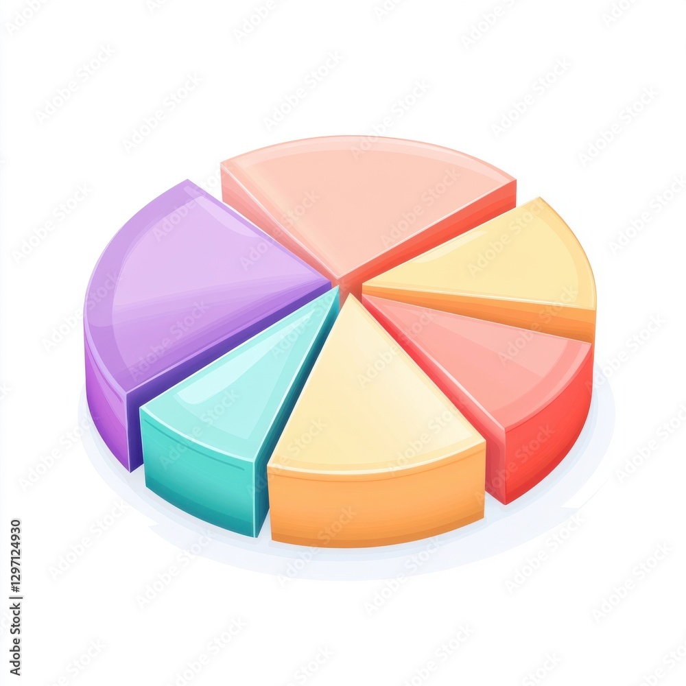 Obraz premium Colorful pie chart elements in vibrant shades, representing data visualization and analysis.