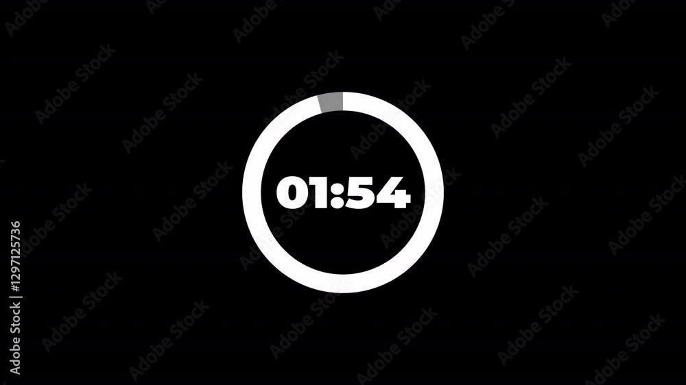 2 minutes circle countdown, two minute timer countdown animation, animation on two minutes round circle countdown on a transparent background.	